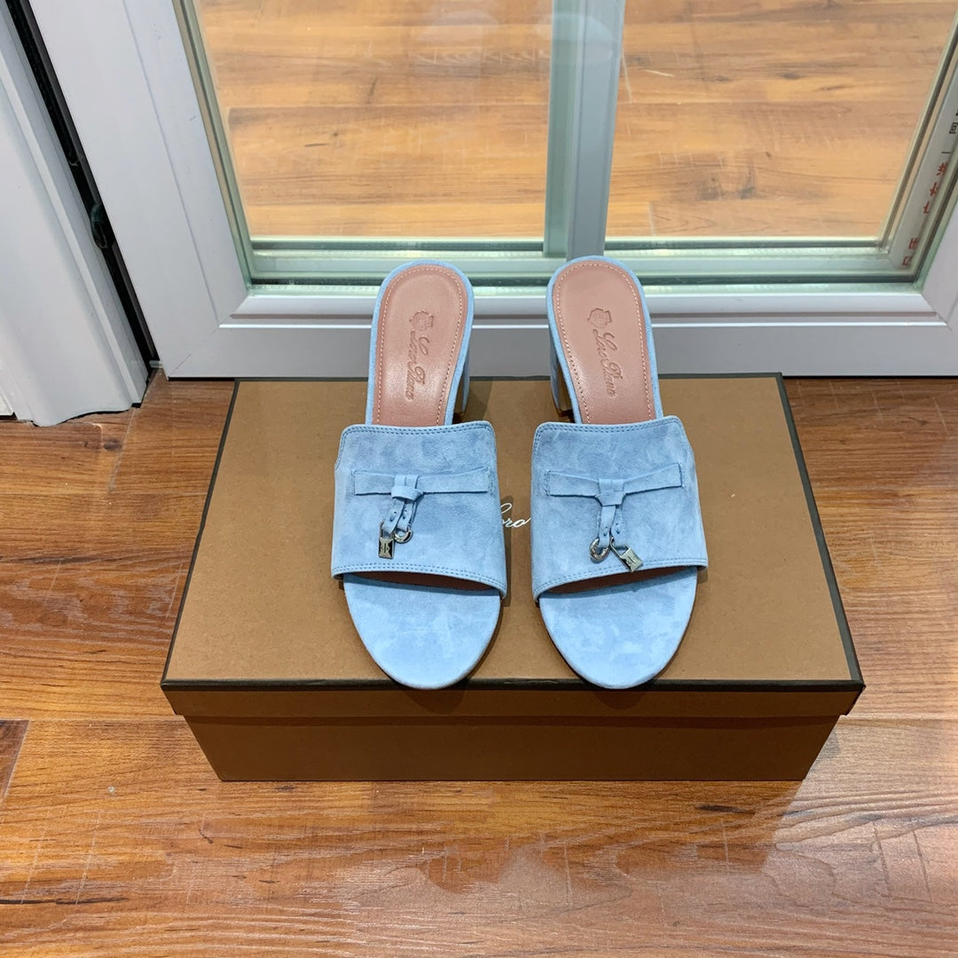 Summer Charms Mules 55mm Sky Blue Suede Pink Lambskin