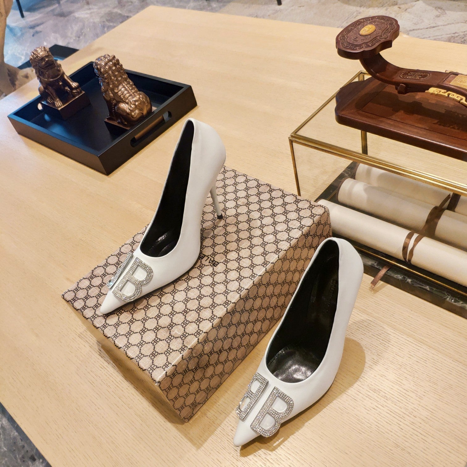 Balenciaga 26s High Heel Pump 105 White Cowhide 681173