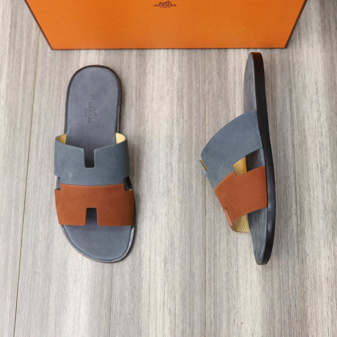 HM IZMIR SANDAL STONE AND RUSSET SUEDE