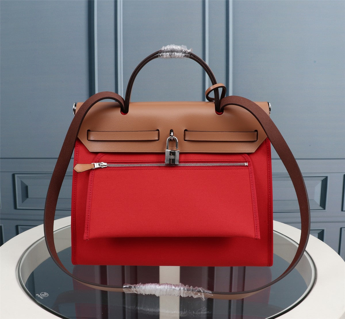 HM HERBAG ZIP 31 RED AND CIDER CANVAS
