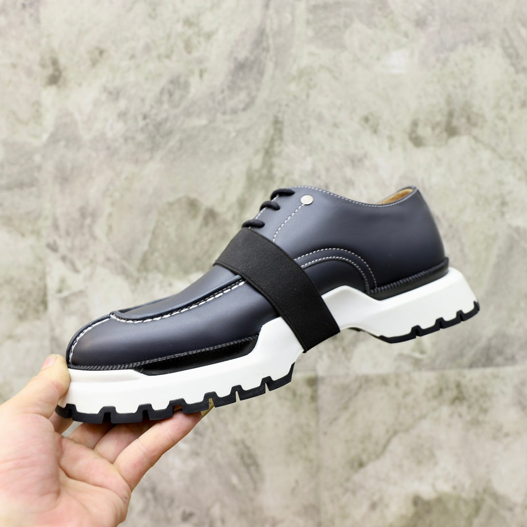 HM DERBY LACE-UP SHOES INDIGO CALFSKIN