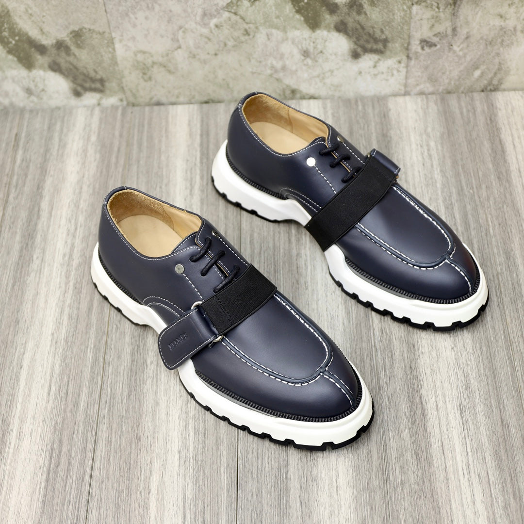 HM DERBY LACE-UP SHOES INDIGO CALFSKIN