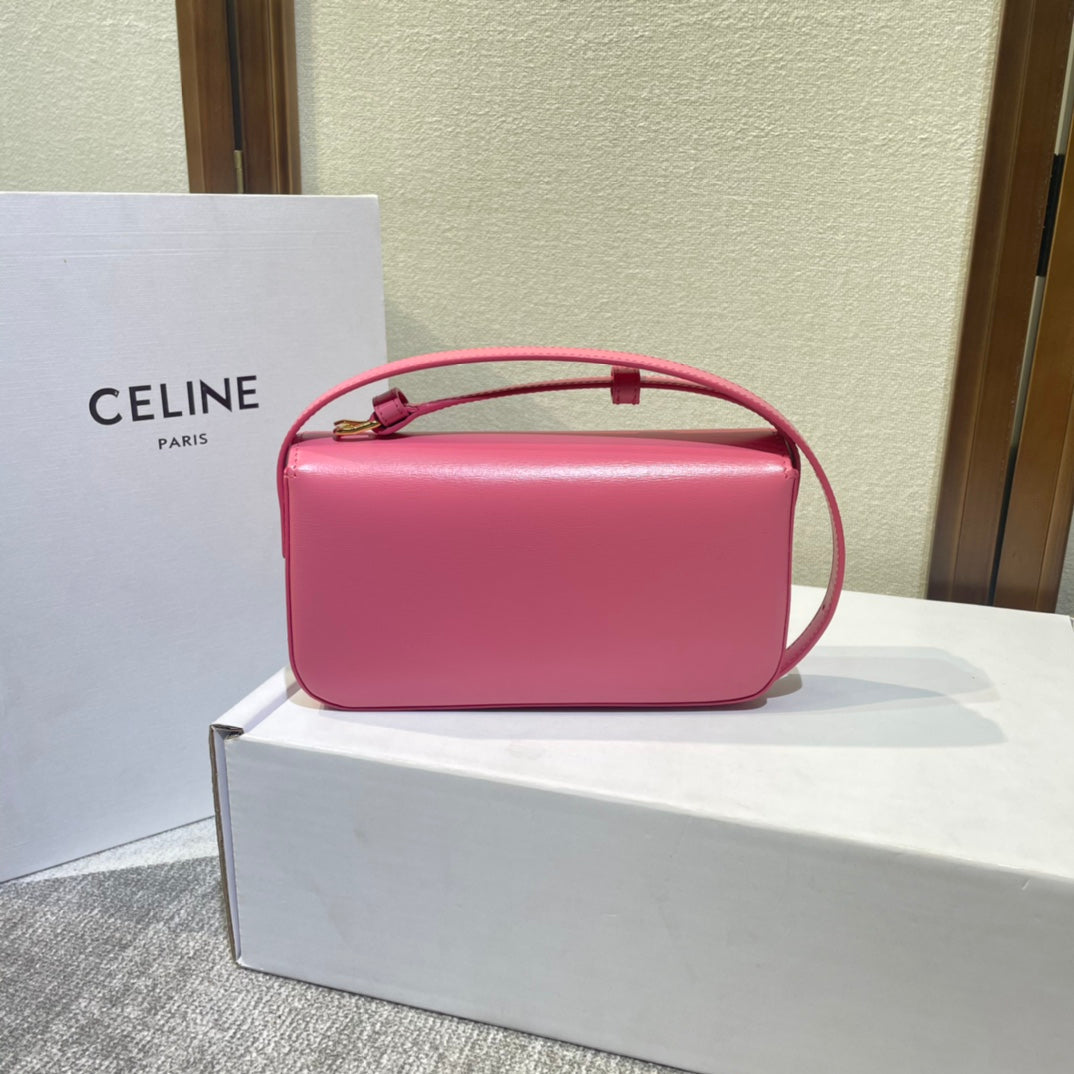 classic triomphe 20 dark pink calfskin leather strap gold hardware