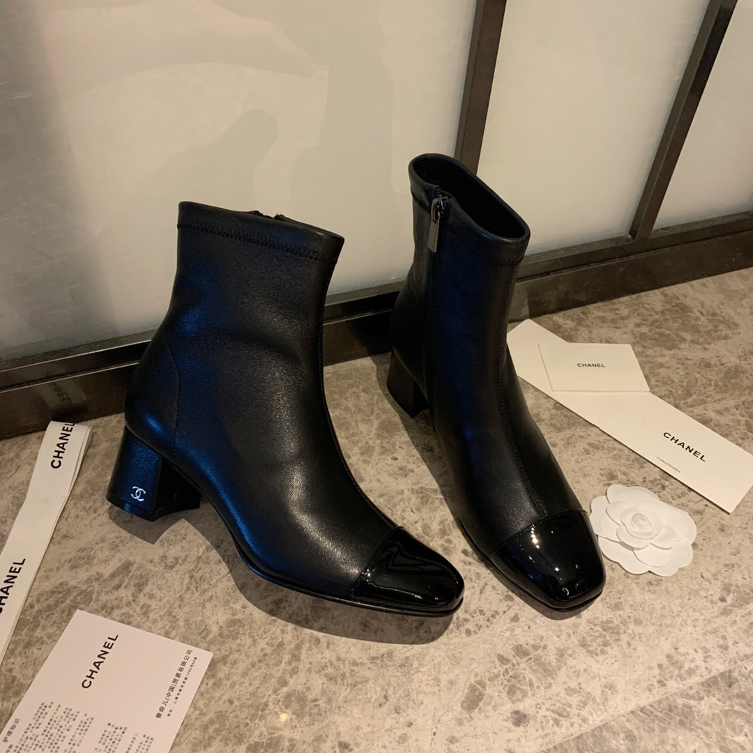 CC Ankle Boots 50mm Black Lambskin And Glossy Cowhide 940059