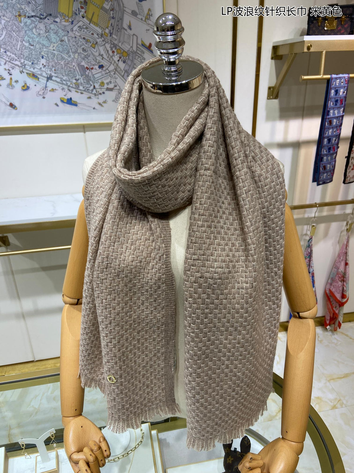 LP Scarf 190 CM In Light Brown Cashmere  645514