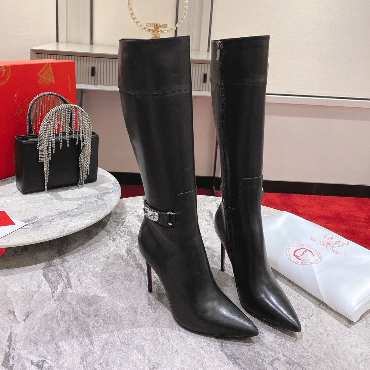 CL Lock Kate High Boots 100mm Calfskin Black