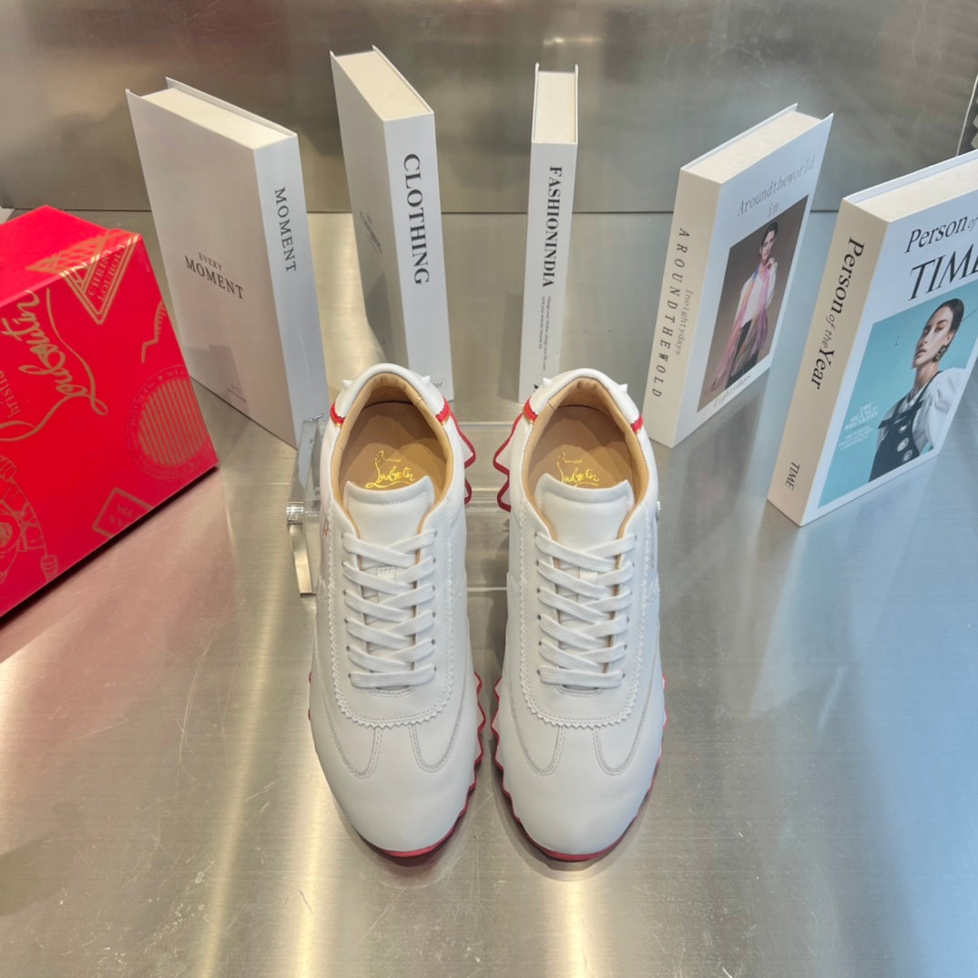 Christian Louboutin Loubishark Sneakers White Red Cowhide