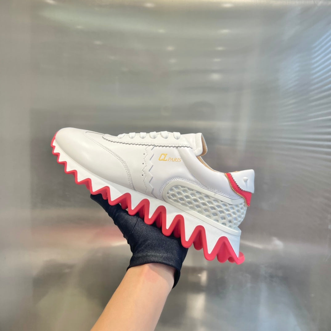 Christian Louboutin Loubishark Sneakers White Red Cowhide
