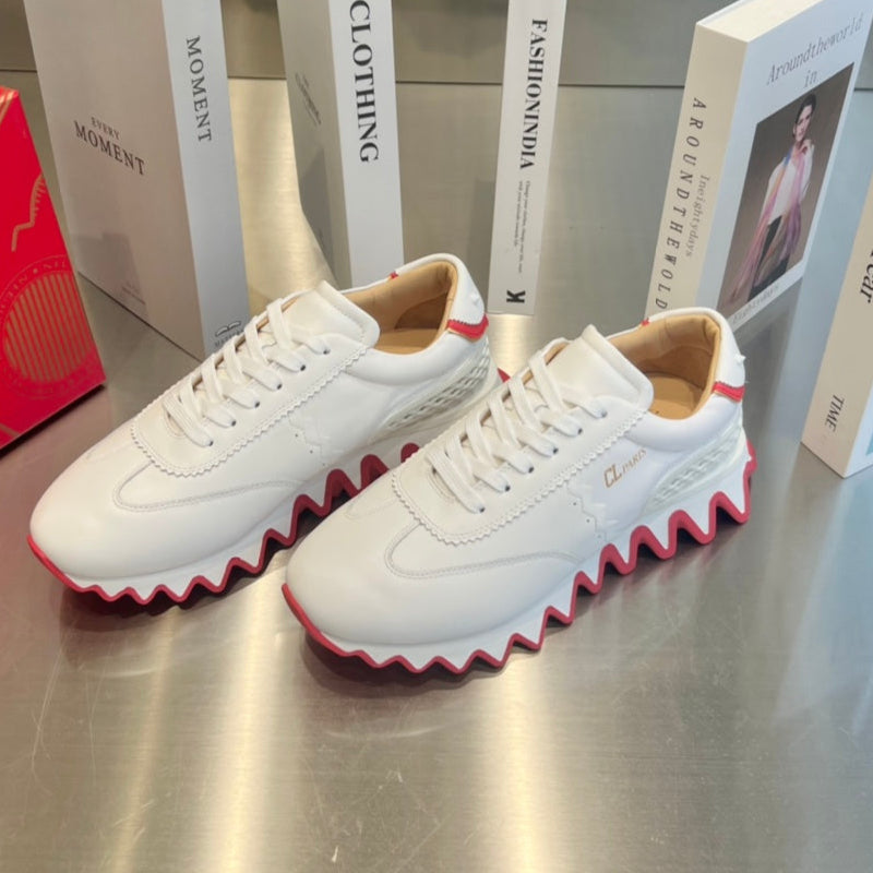 Christian Louboutin Loubishark Sneakers White Red Cowhide