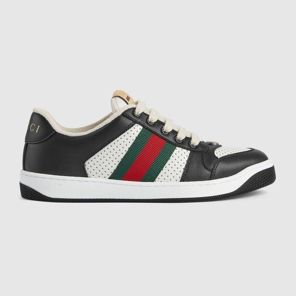 GG Men's Screener Sneaker Black White Calfskin 523582