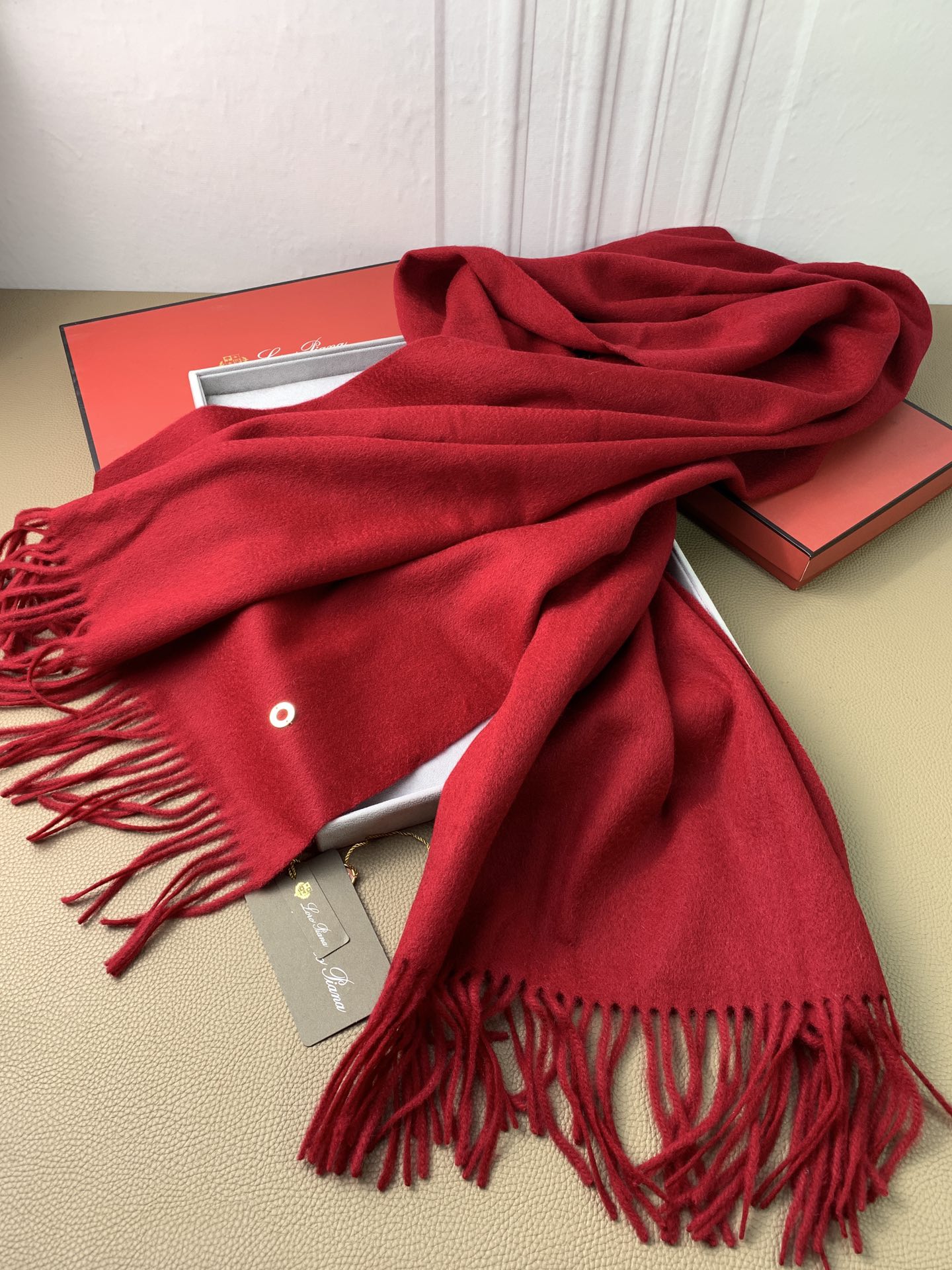 LP Grande Unita Scarf 200 CM In Dark Red Cashmere 378392