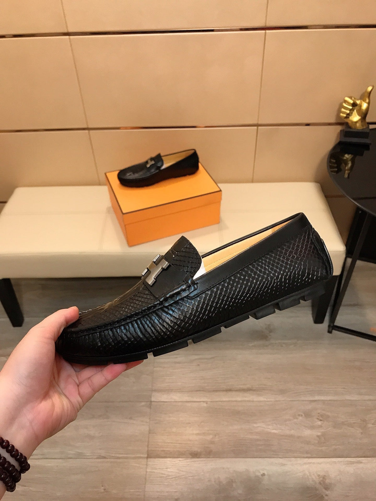 HM BASIC LOAFER BLACK GRAINED CALFSKIN