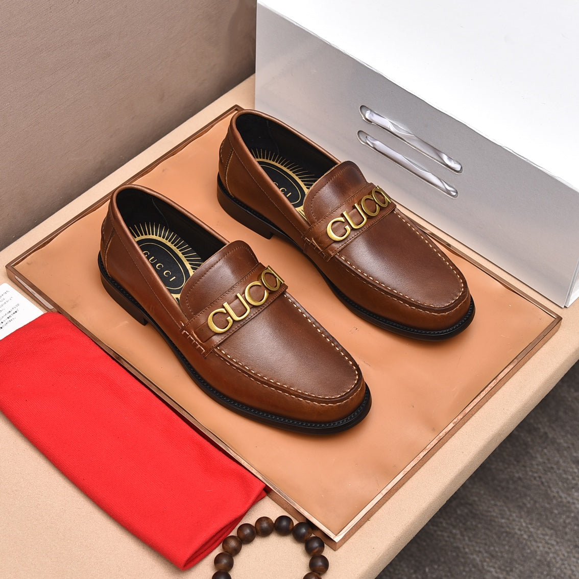 GG Men's Loafer Brown Black Cowhide 522699