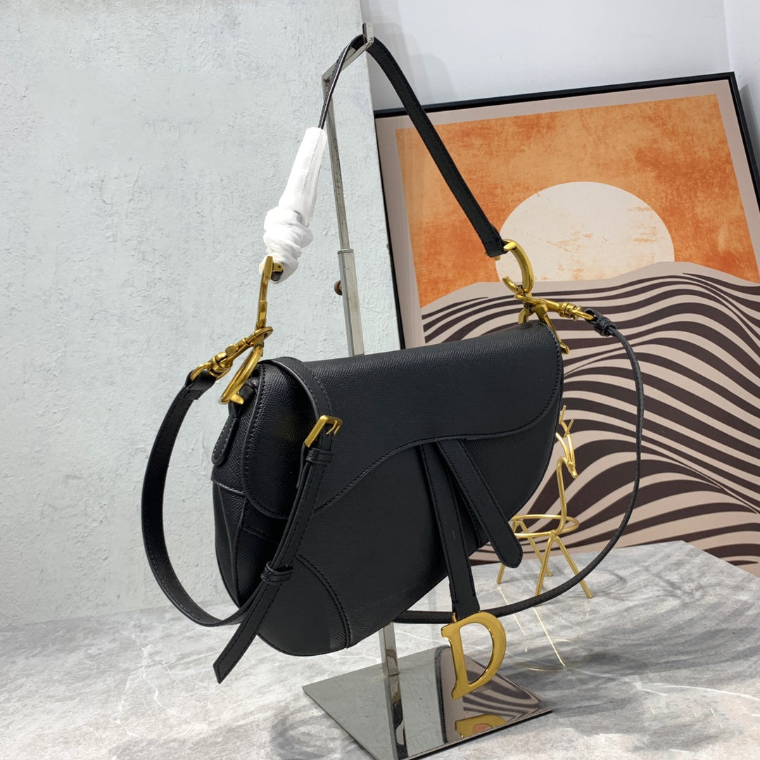 CD Saddle Bag Strap Warm Taupe Grained Calfskin