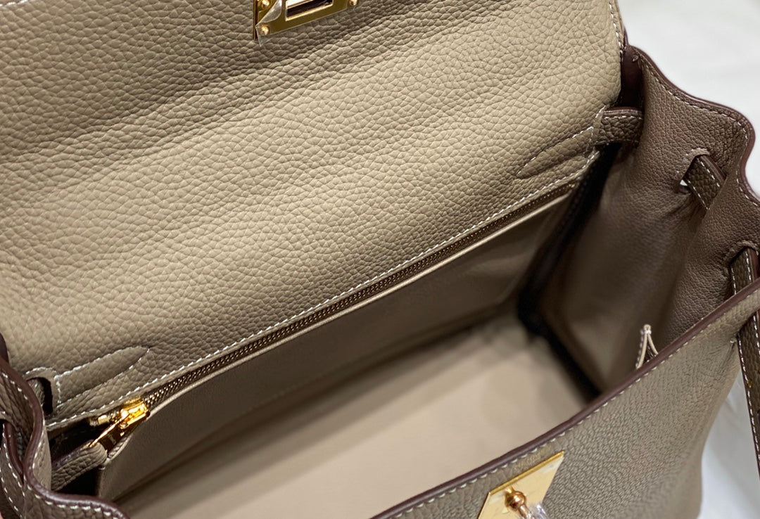 HM KELLY 28CM BROWN TOGO GOLD HARDWARE