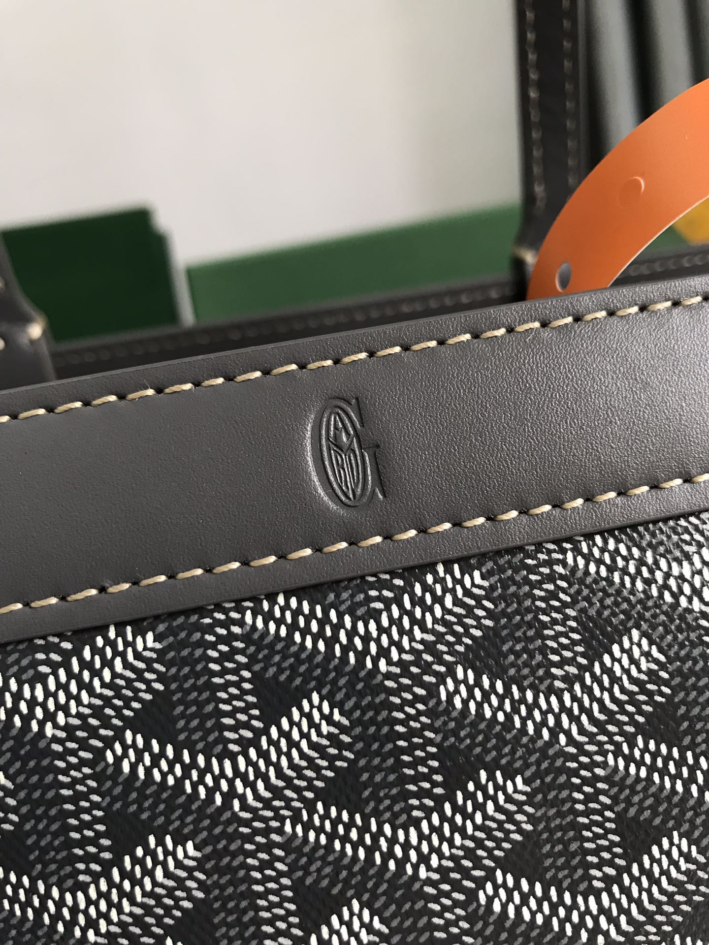 BELLECHASSE BIAUDE PM BAG 36 IN GRAY GOYARDINE CANVAS AND CALFSKIN TRIM