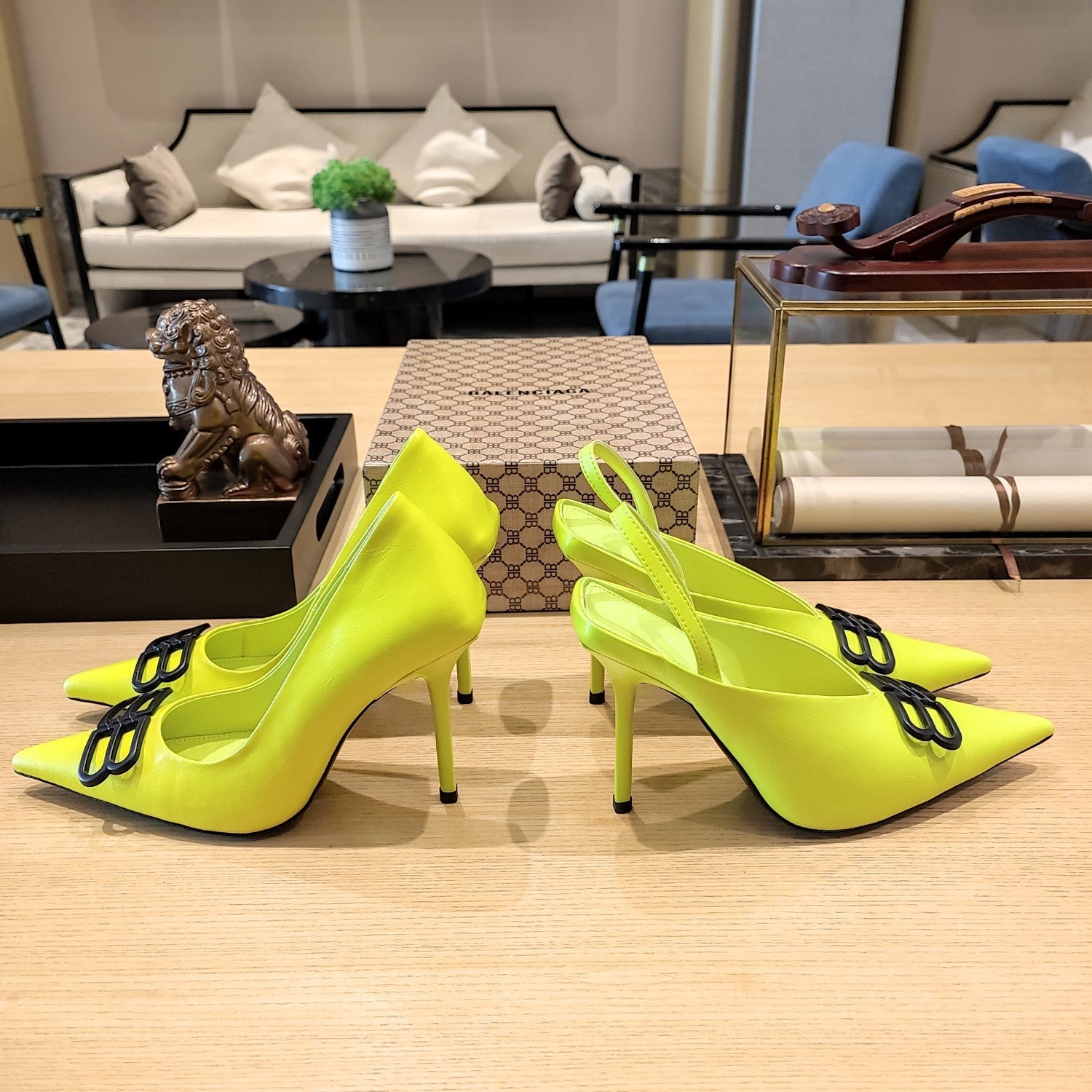 Balenciaga 26s High Heel 100 Neon Green Cowhide 681202
