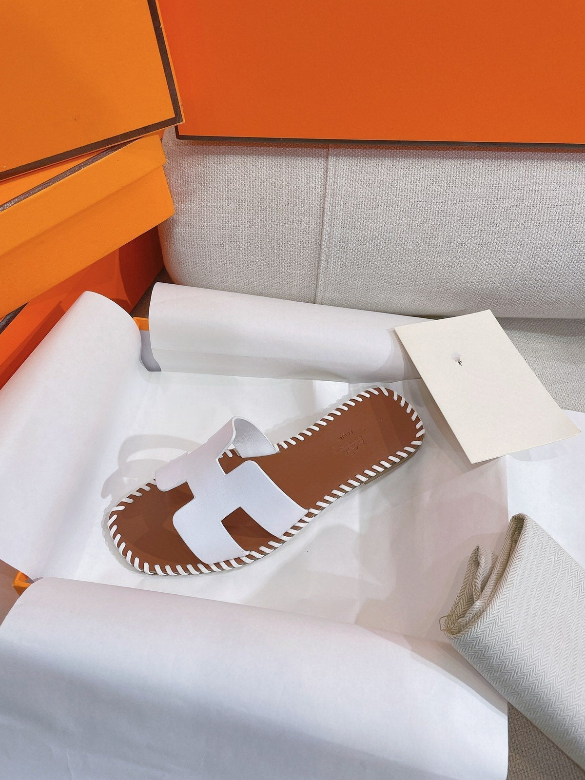 0RAN SANDAL Braided Calfskin WHITE