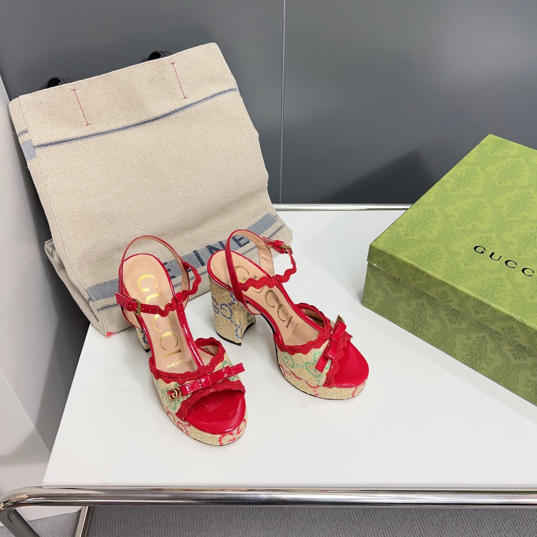 GG 105 HIGH HEEL SANDAL CRIMSON STRAW