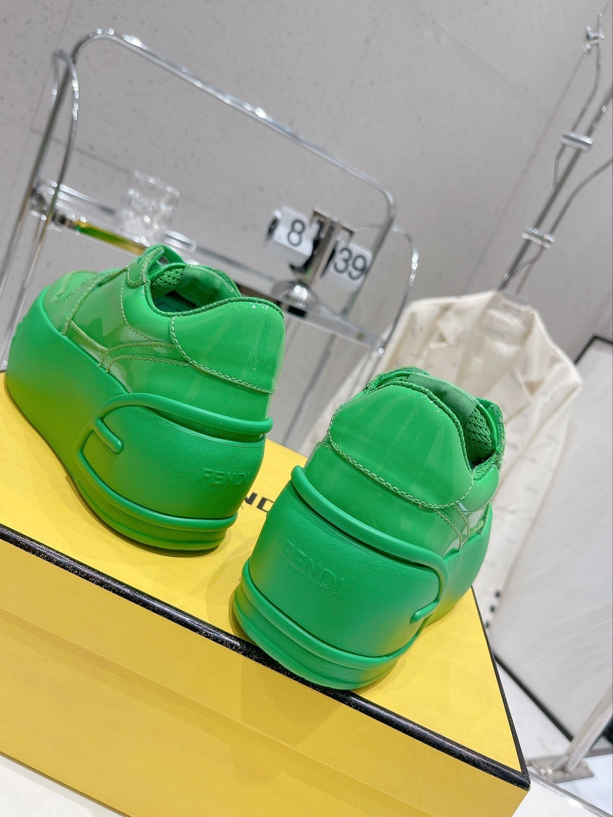 FENDI LOW-TOP TRAINER IN LAWN GREEN CALFSKIN