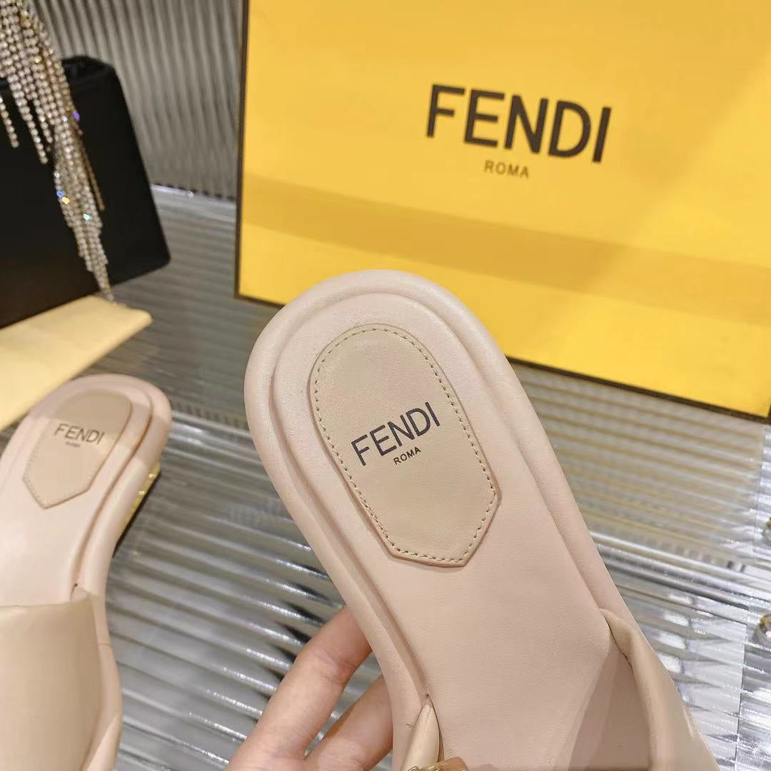 FENDI BAGUETTE SLIDES WOMEN IN BEIGE CALFSKIN