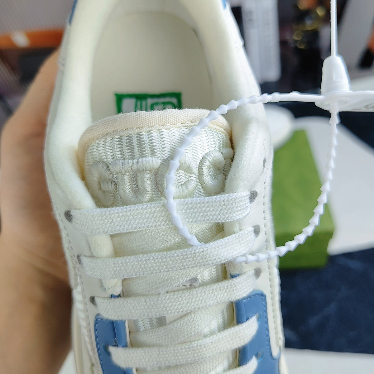 GG Men's MAC80 Sneaker White Blue Cowhide 523620
