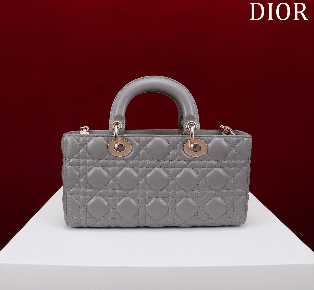 medium lady d-joy 26 grey lambskin