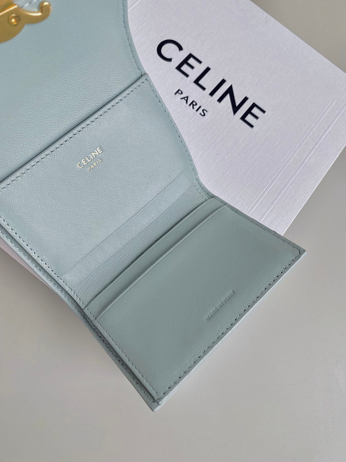 TRIPHOME 9 WALLET TWO-IN-ONE GLACIER BLUE CALFSKIN