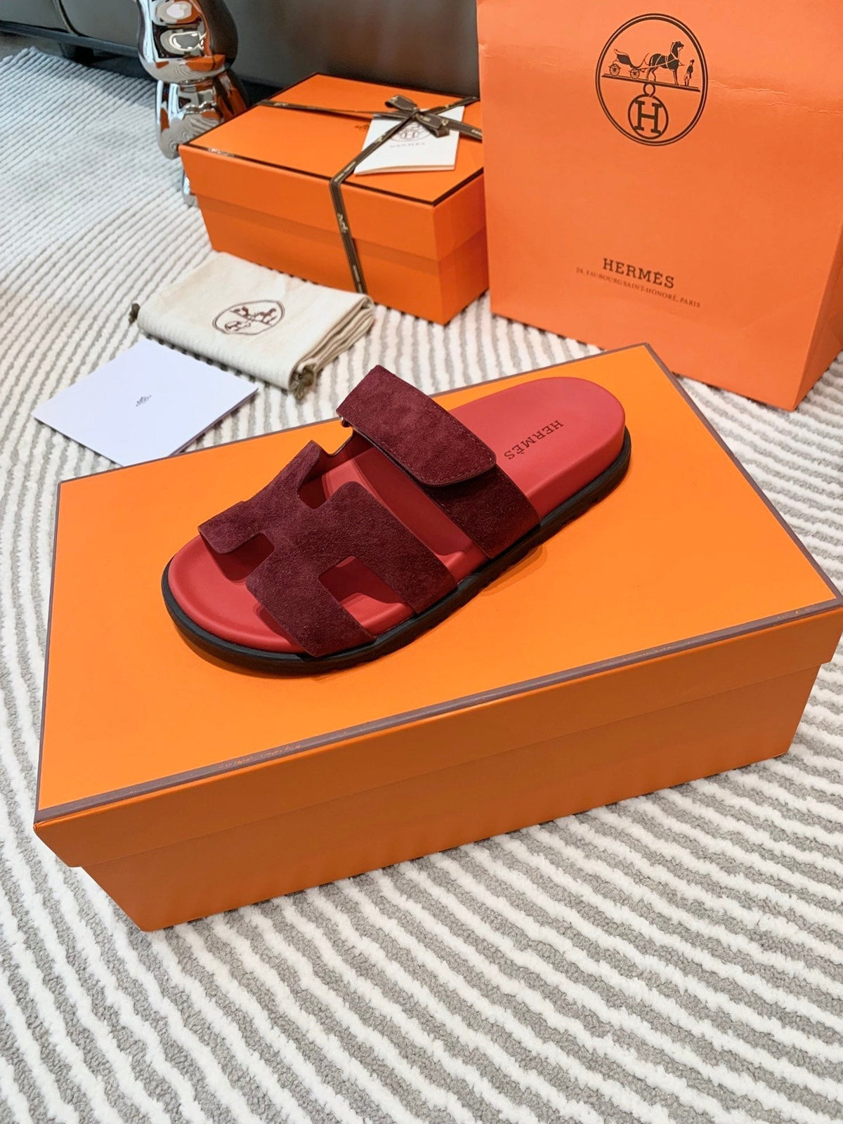 HM Chypre Sandal Burgundy Mix Red Rose Suede 963238