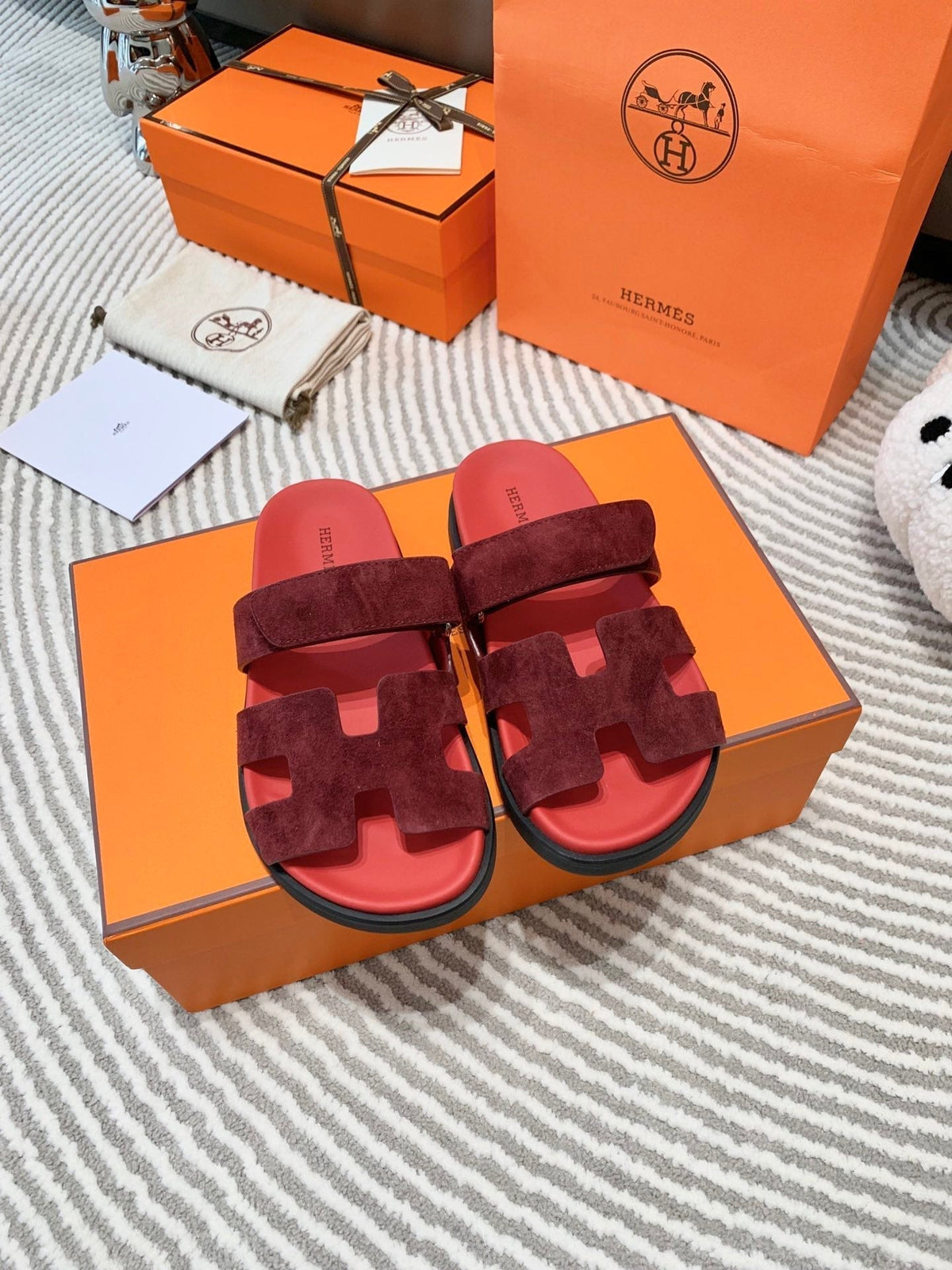 HM Chypre Sandal Burgundy Mix Red Rose Suede 963238