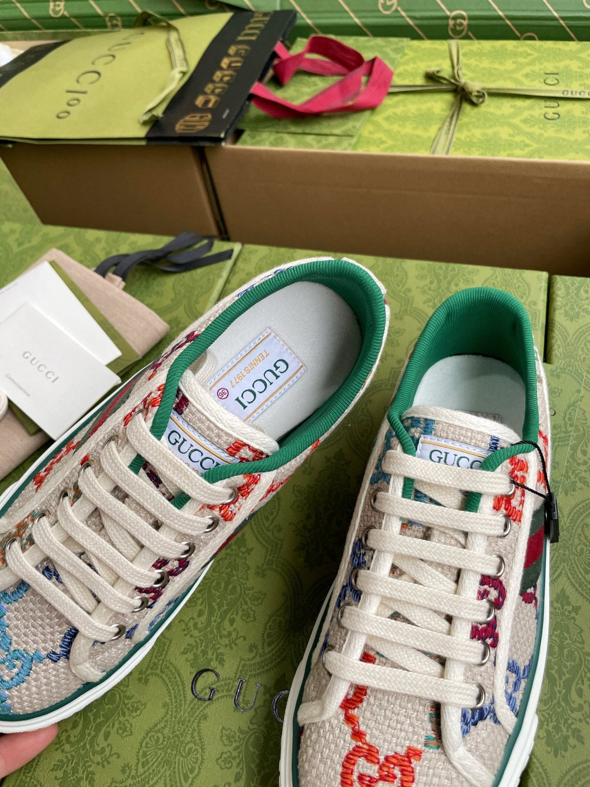 GG 26 Platform Sneaker Light Beige Multicolor Monogram Canvas 632830