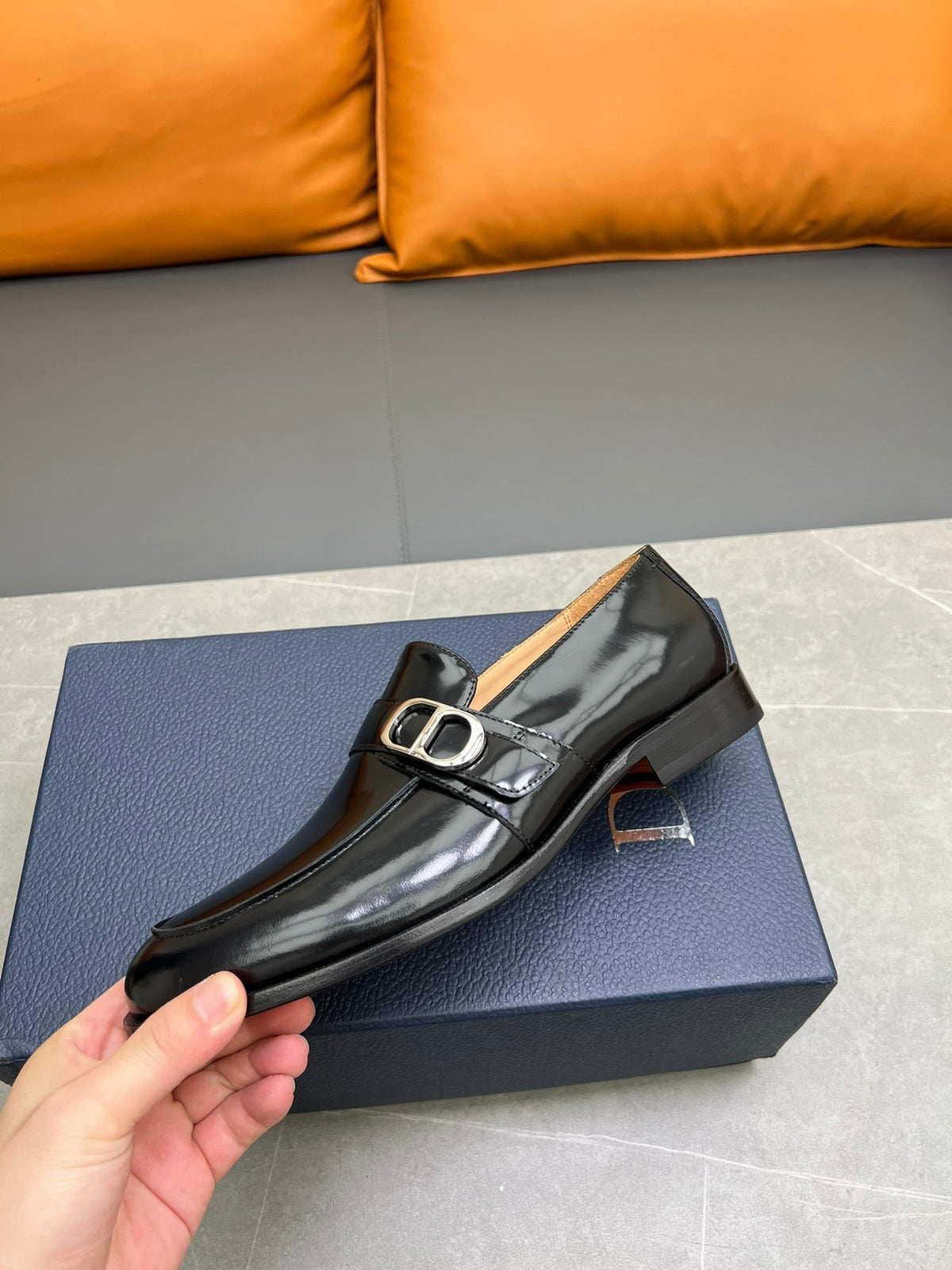 CD SYMBOL GRANVILLE EDGE BEADS LOAFER BLACK POLISHED CALFSKIN
