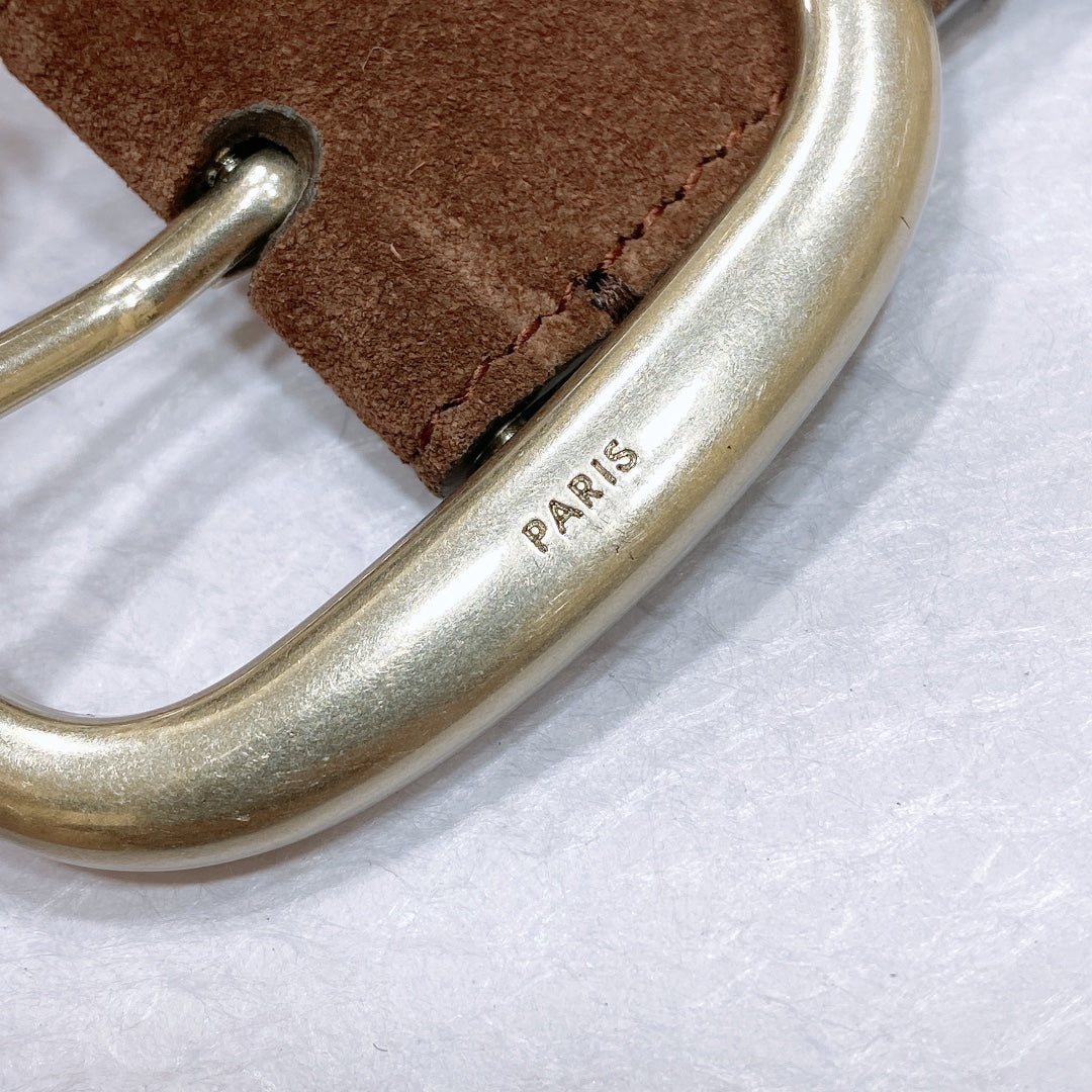 CL LARGE 35 MM BELT IN CHOCOLATE BROWN SUEDE LIGHT GOLD HARDWARE