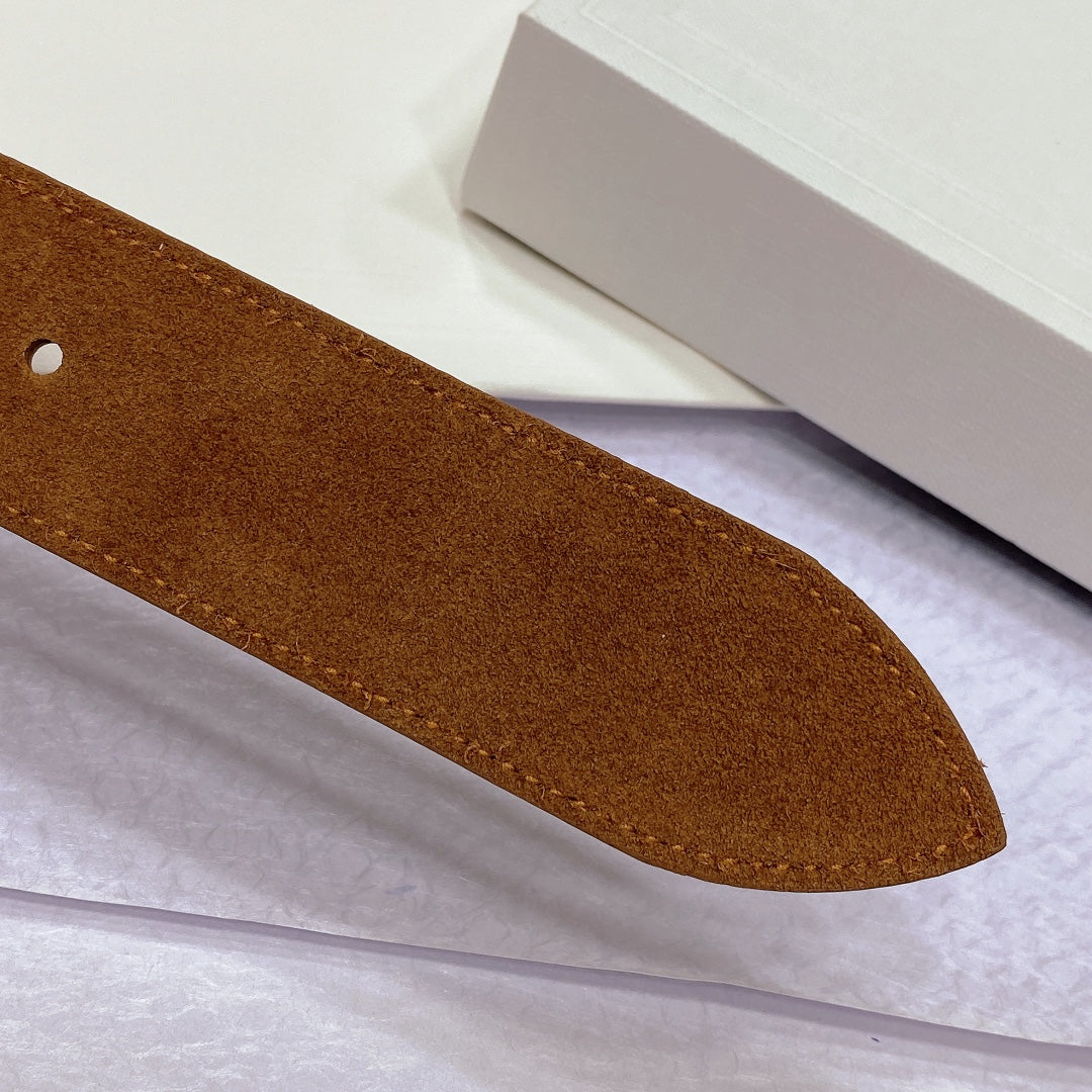 CL LARGE 35 MM BELT IN BRONZE BROWN CALFSKIN GOLD HARDWARE