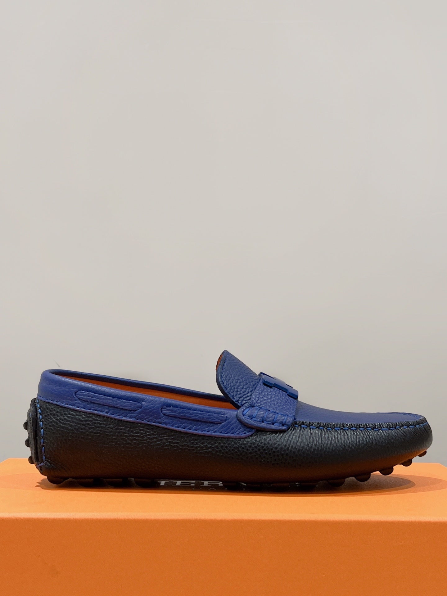 HM Men's Loafer Navy Blue Cowhide 557564