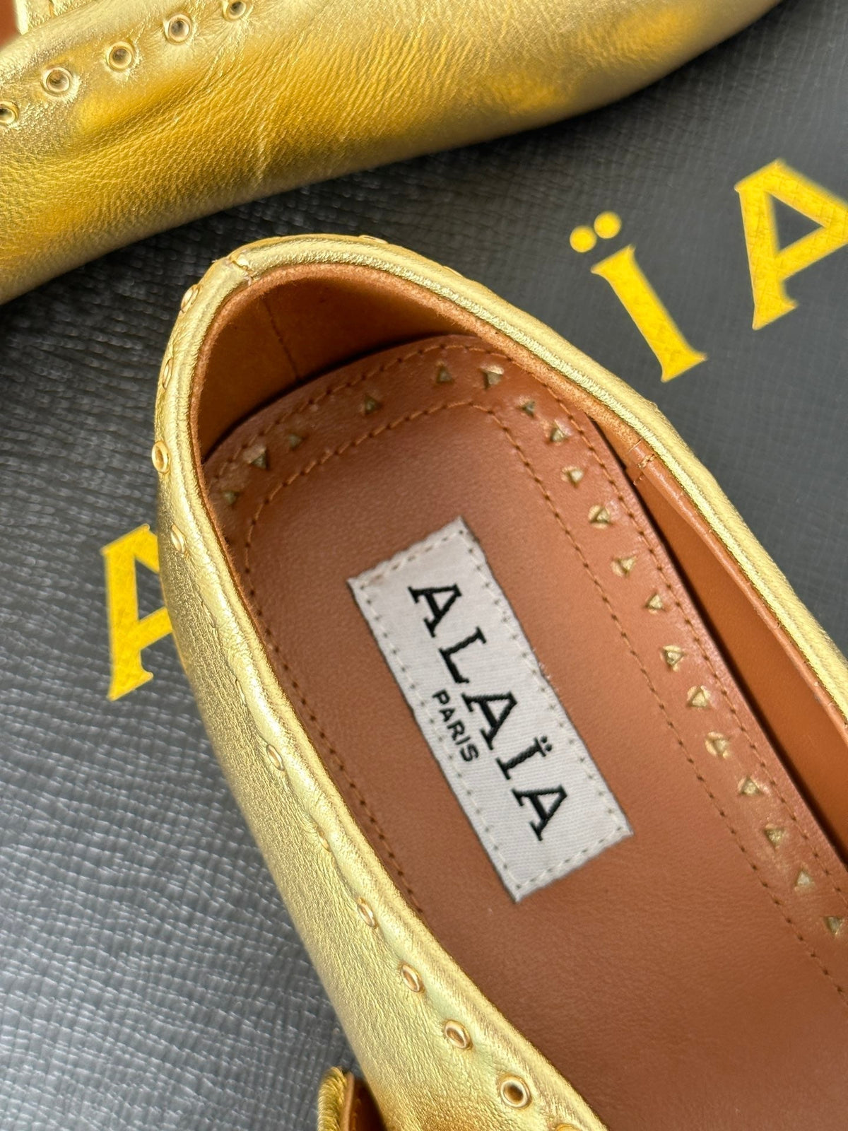 Alaia 25 Ballet Flats Gold Calfskin 293241