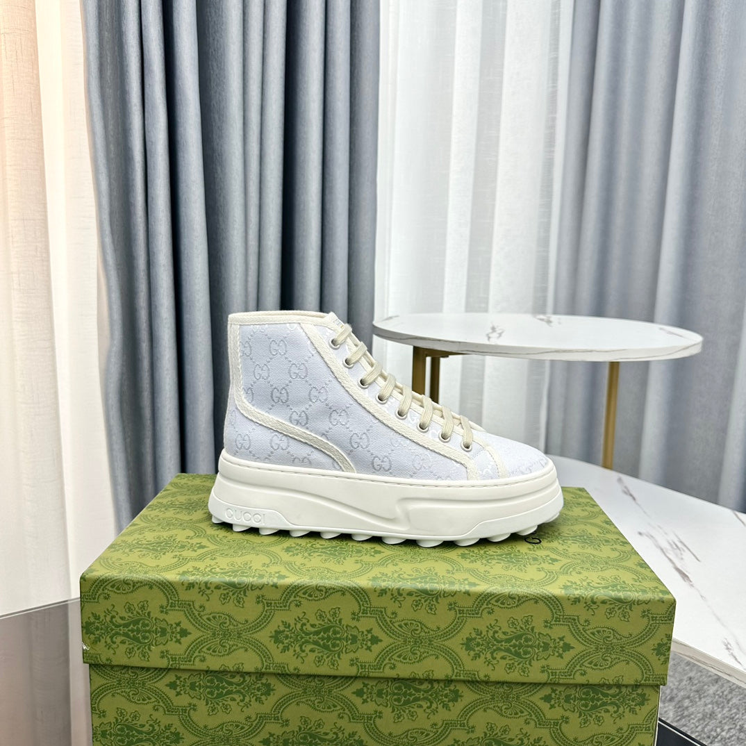 GG HIGH TOP SNEAKER FLATFORM PASTEL BLUE CANVAS
