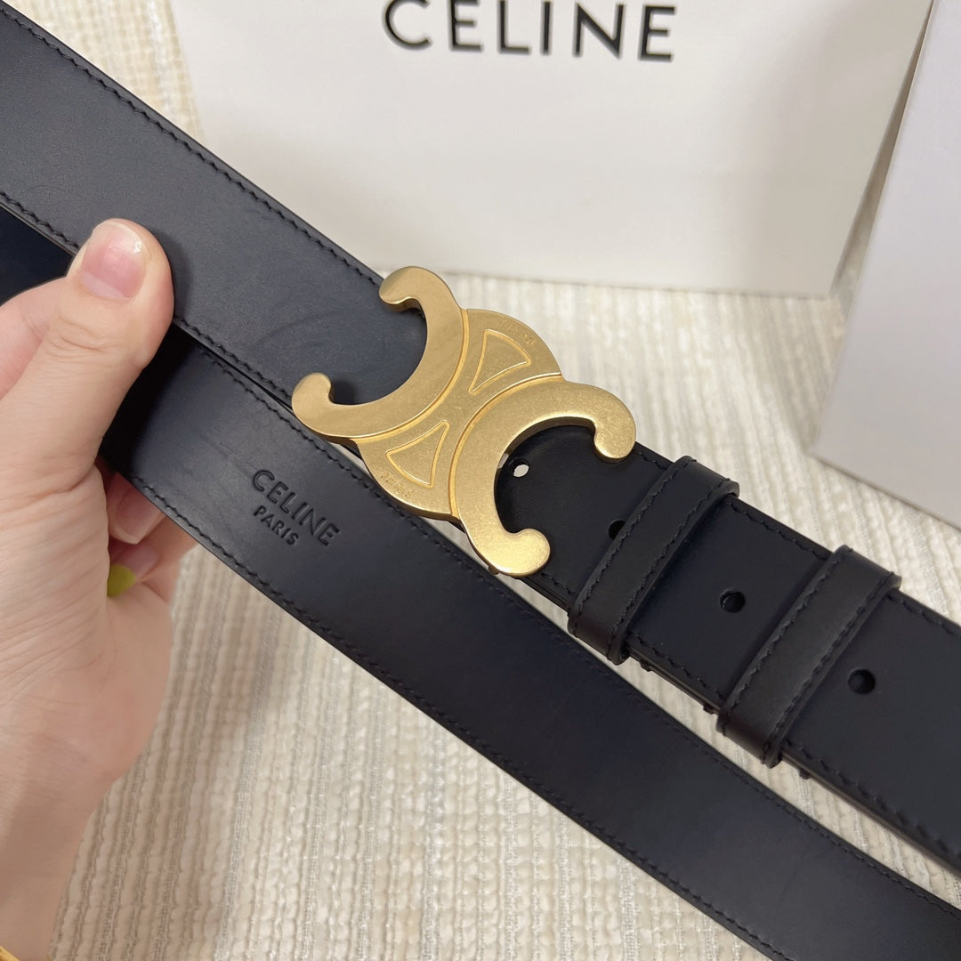 Triomphe Belt 35mm Black Calfskin Ghw