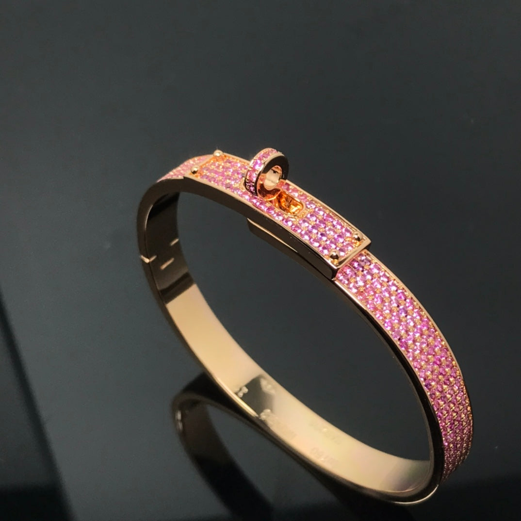 H Pig Nose Full-Diamond Pink Diamond Pink Gold Bracelet