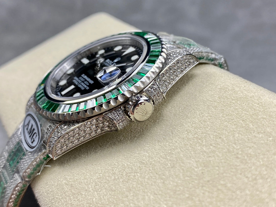 Rolex Submariner Date Green Black Dial Full Diamond