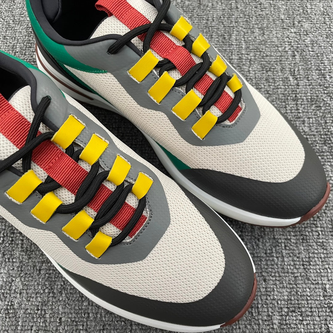 LP BRUNELLO SNEAKERS MULTI-GREEN AND WHITE MESH CALFSKIN