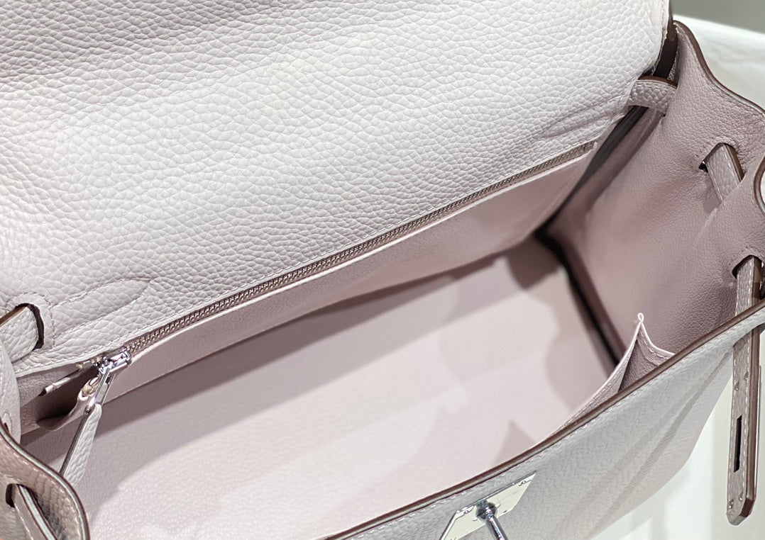 HM KELLY 28CM LIGHT PINK TOGO SILVER HARDWARE