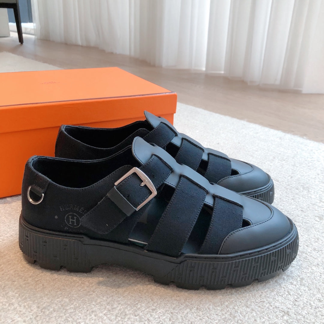 HM ITEM SANDAL SPACE CALFSKIN AND DENIM