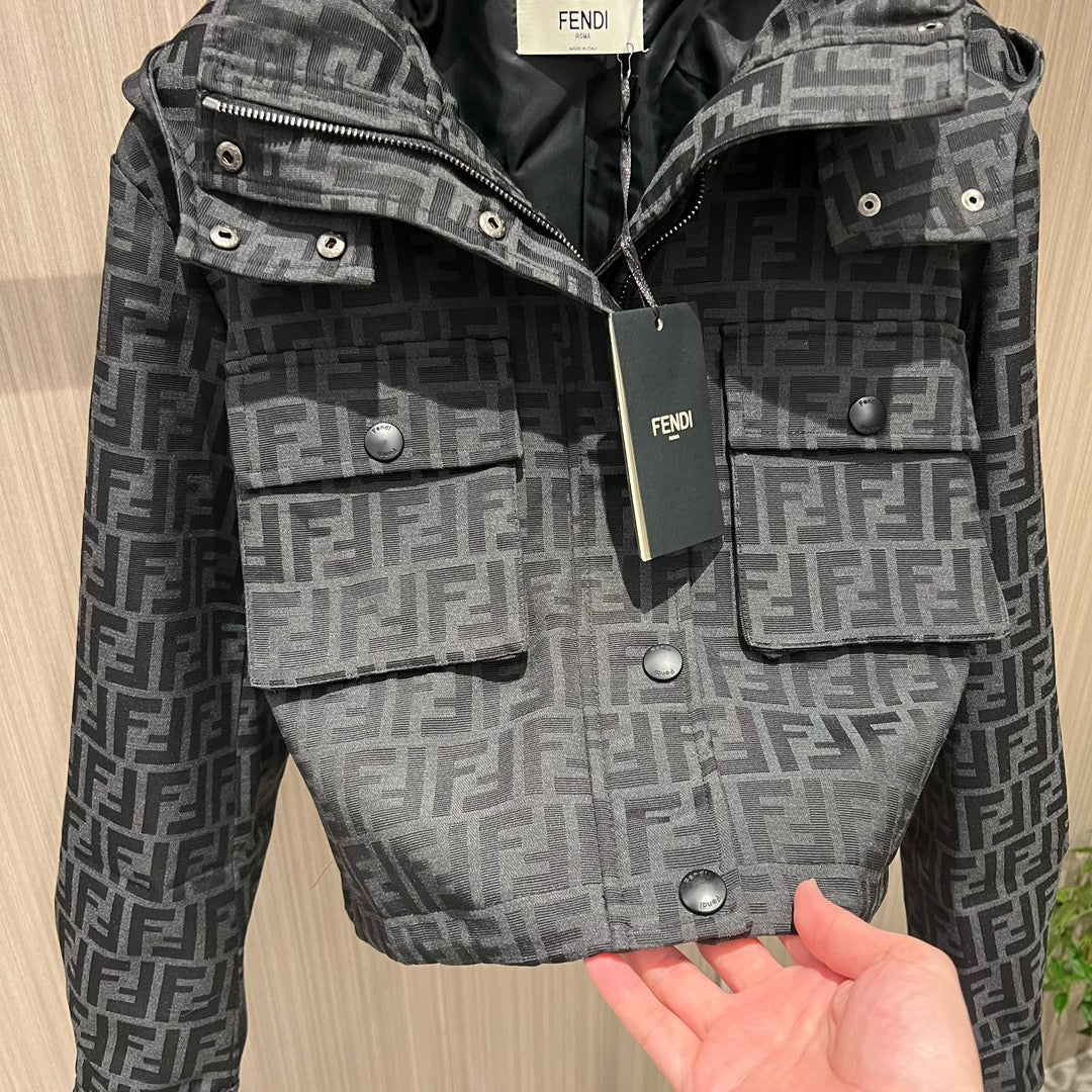 Fendi Short Monogram Jacket Black Polyester
