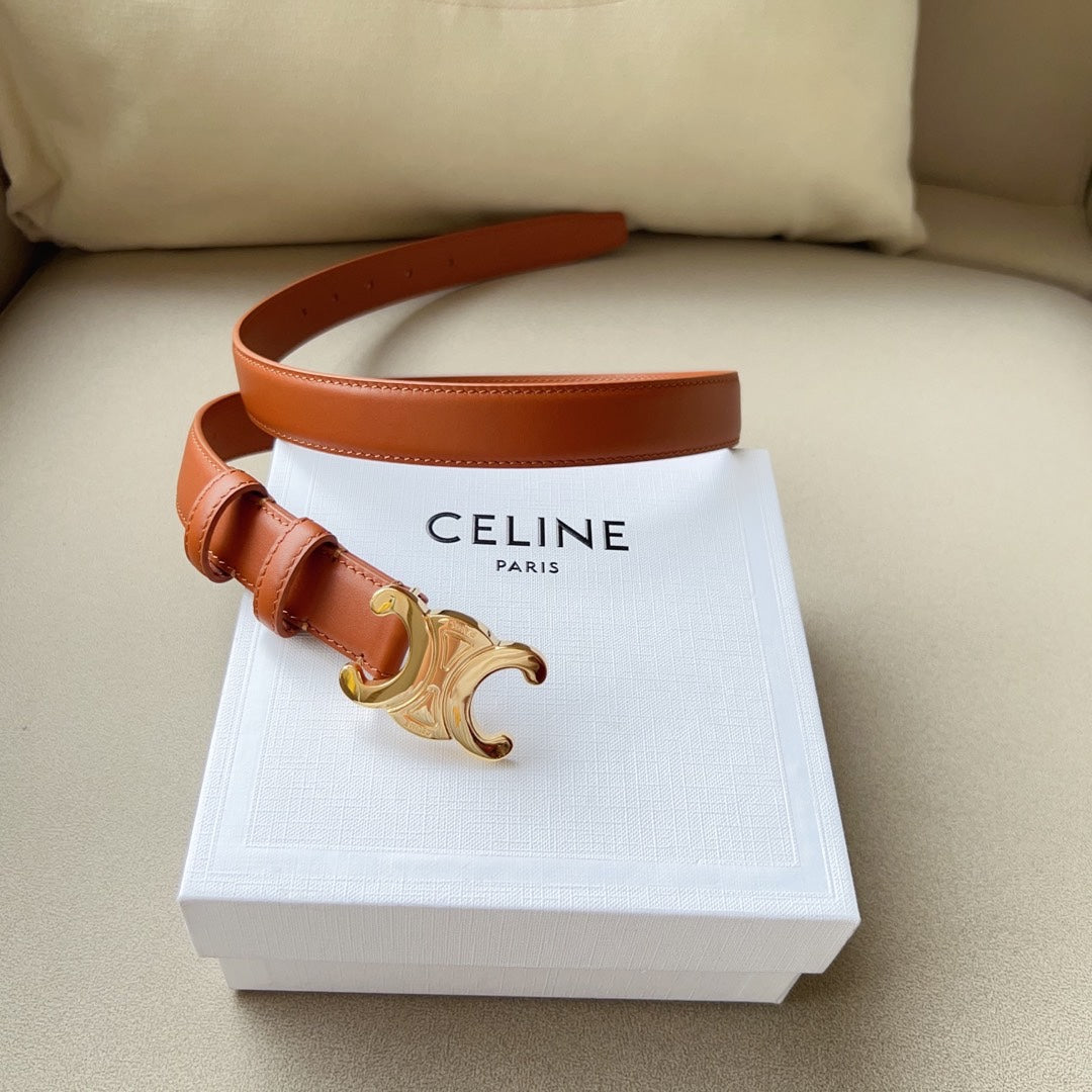 Medium Triomphe Belt 25mm Tan Calfskin Ghw