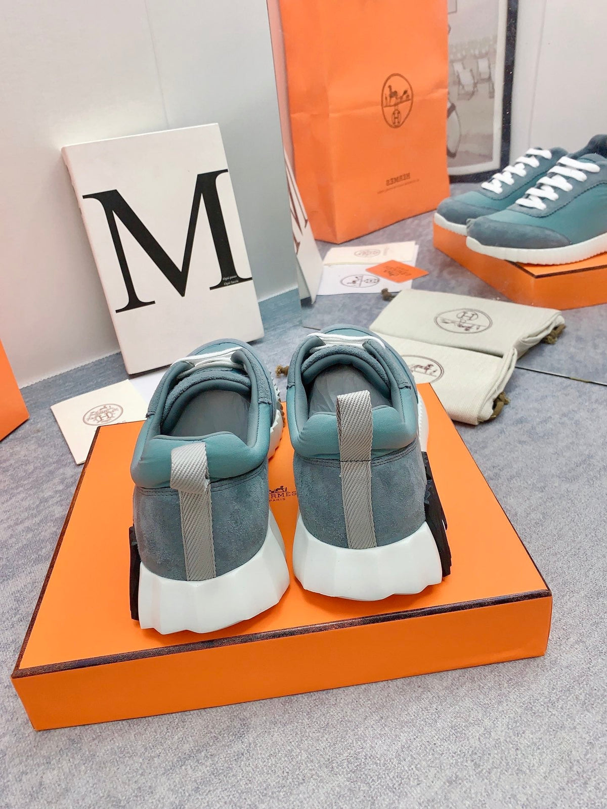 HM Bouncing Sneaker In Dark Turquoise Silk Lambskin 106445
