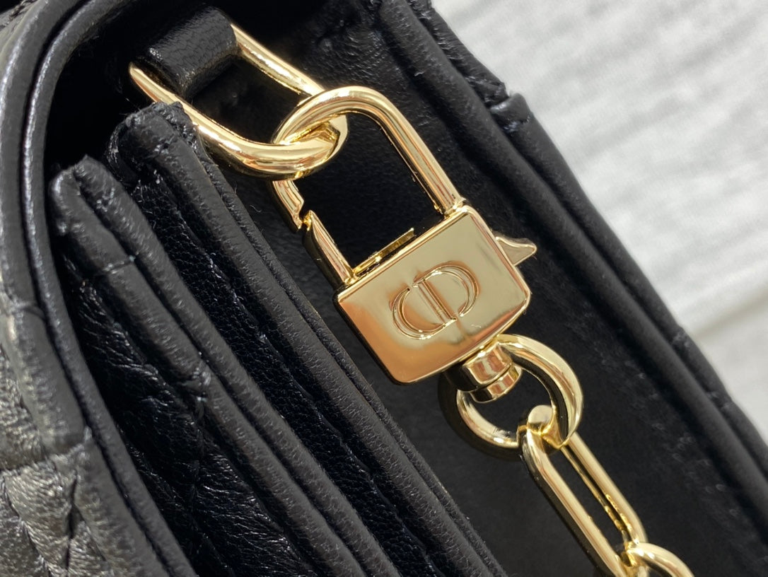 MY CD 24 TOP HANDLE BAG BLACK LAMBSKIN