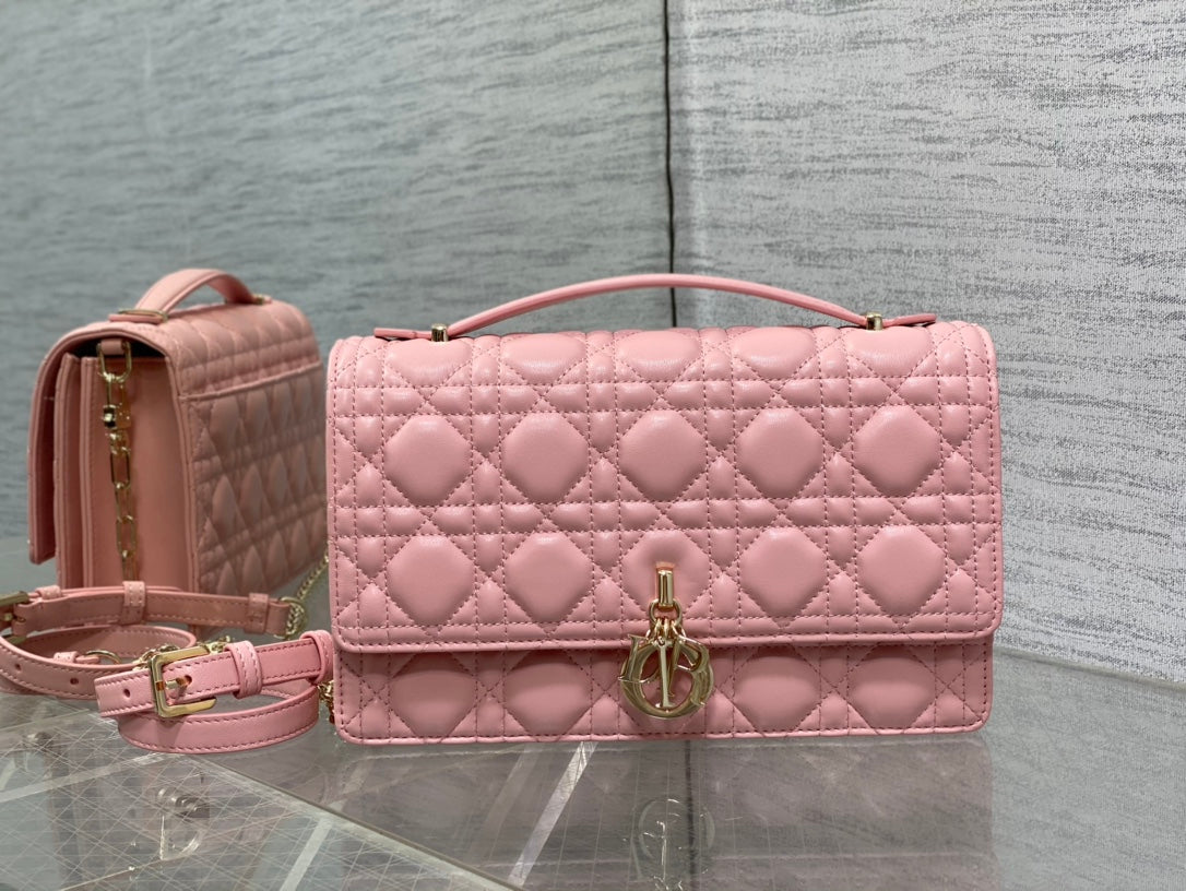 MY CD 24 TOP HANDLE BAG PINK LAMBSKIN