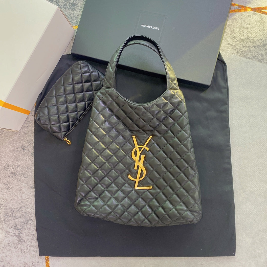 ICARE MAXI 58 SHOPPING BAG BLACK QUILTED LAMBSKIN