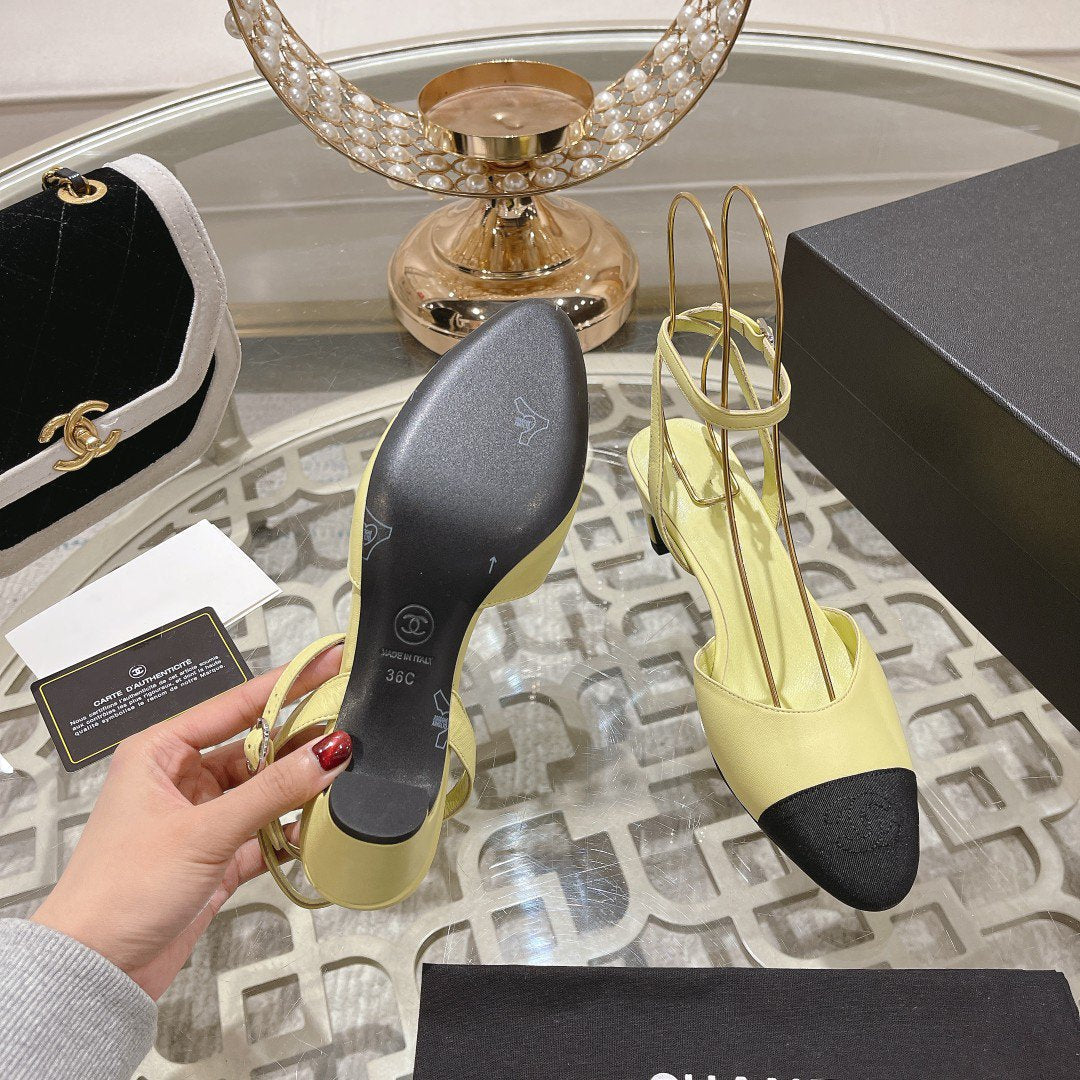 high slingbacks lime lambskin grosgrain